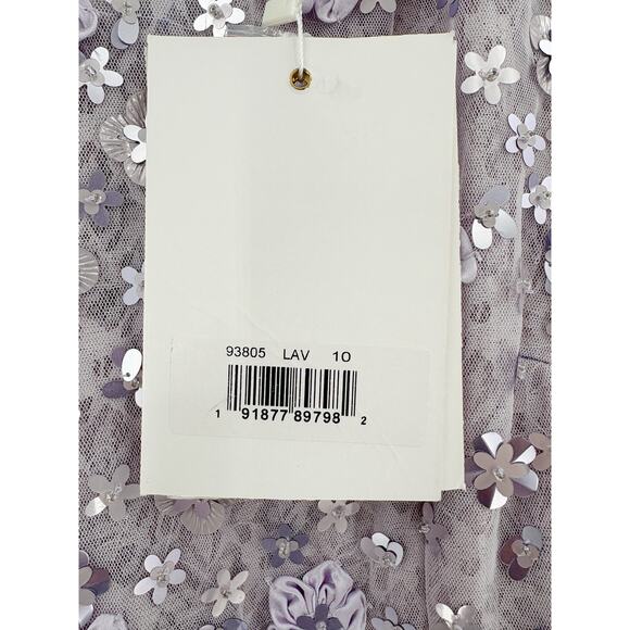 MAC DUGGAL Dress Size 10 Evening Gown Sequin NEW Lavender Purple Floral Puff Slv - Picture 8 of 10
